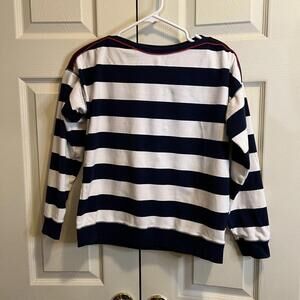 L-RL Lauren Active Ralph Lauren Woman’s Knit blouse petite med striped with logo